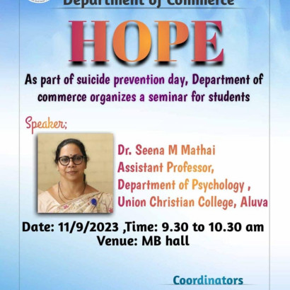 As part of suicide prevention day, Department of commerce organizes a seminar for students