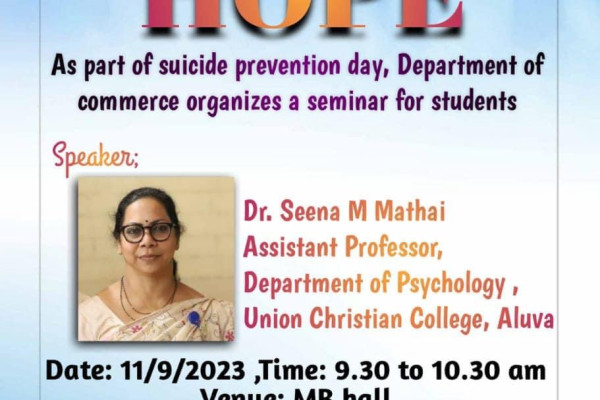 As part of suicide prevention day, Department of commerce organizes a seminar for students