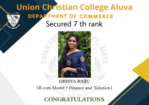 7th Rank in the university examination (2019-22)
