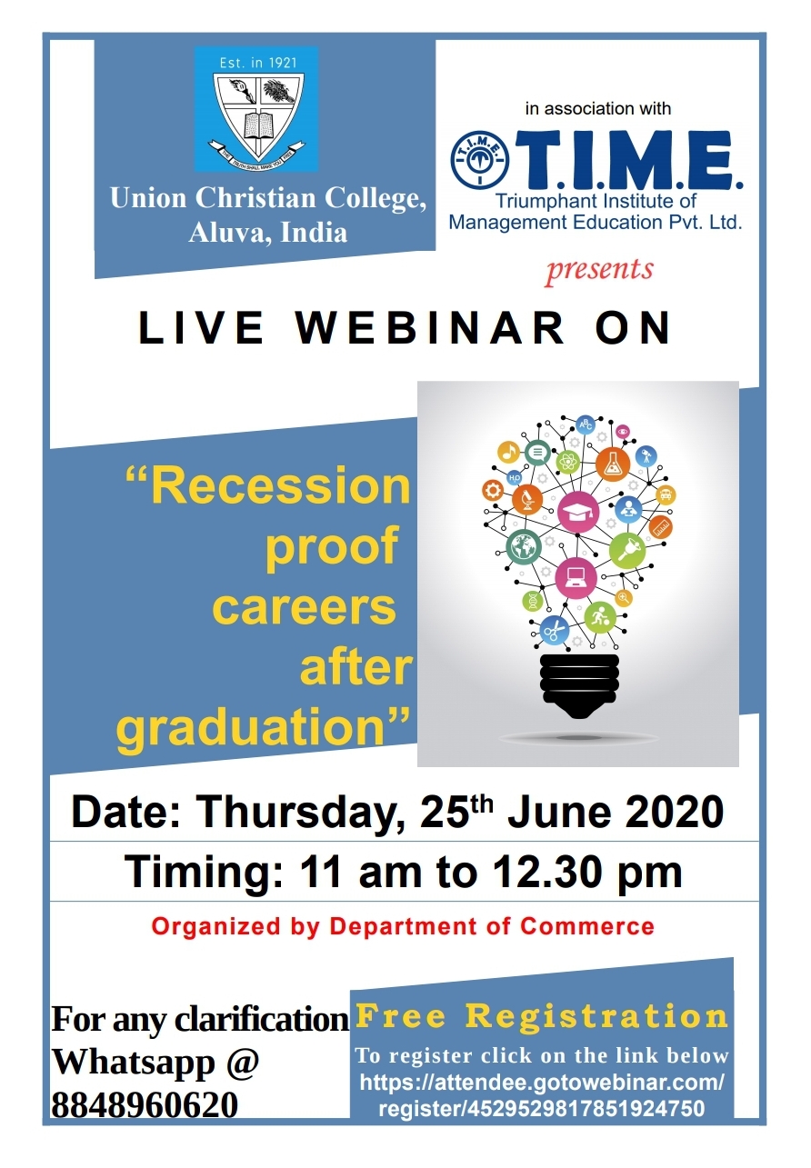 Webinar on “Recession proof careers after graduation”