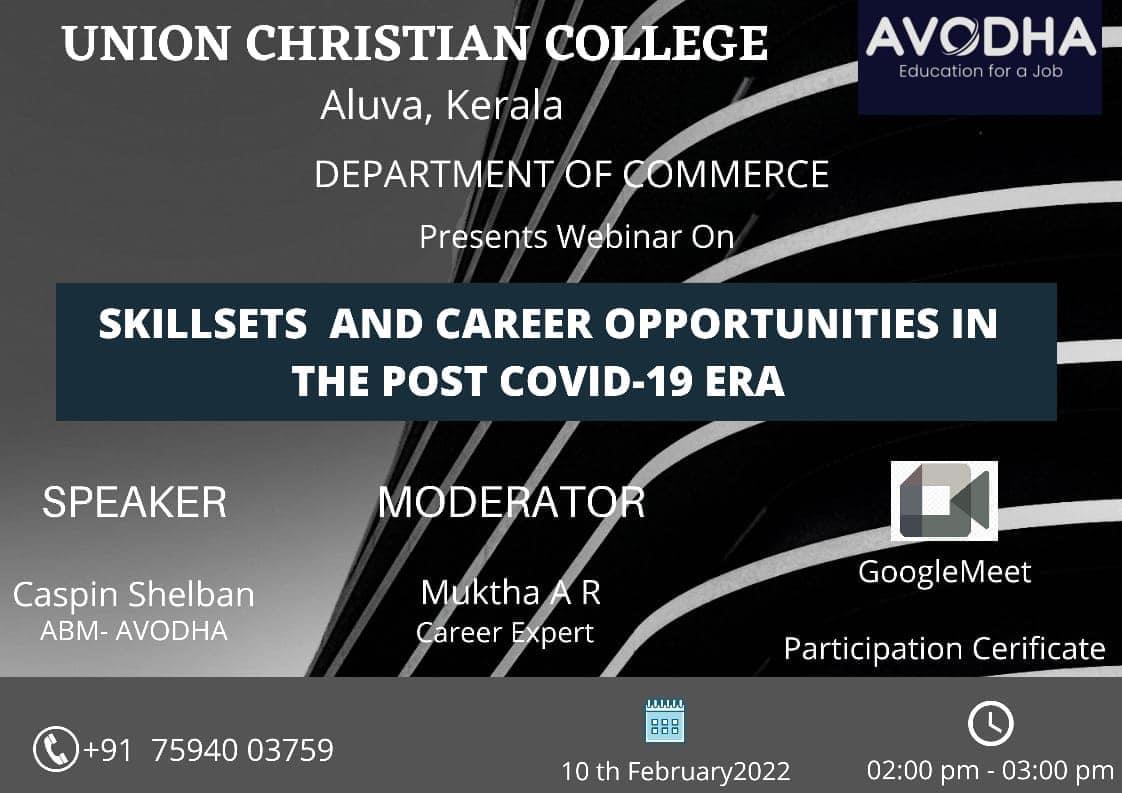 Webinar on Skillsets and career opportunities in the post covid-19 era