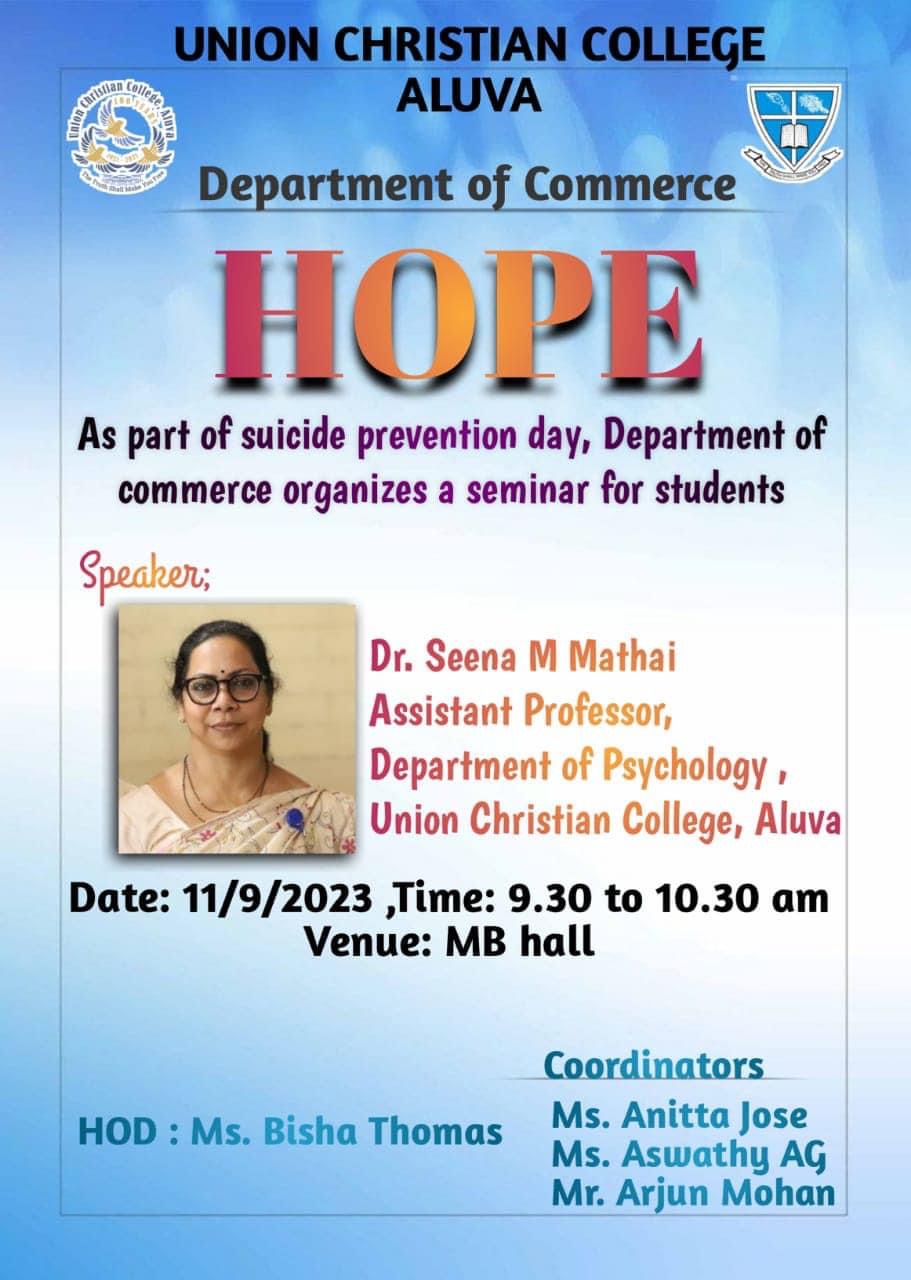 As part of suicide prevention day, Department of commerce organizes a seminar for students